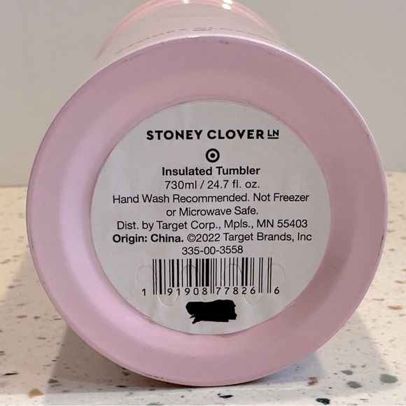 Stoney Clover Lane Pink Hearts Metal Tumbler with‎ Heart Straw Sippy Travel Cup - Picture 5 of 6